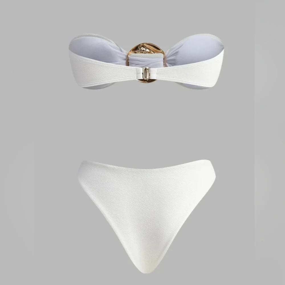 COMMENSE Gold Detail Bikini With Cover-up Sz S. NWT - Picture 3 of 9